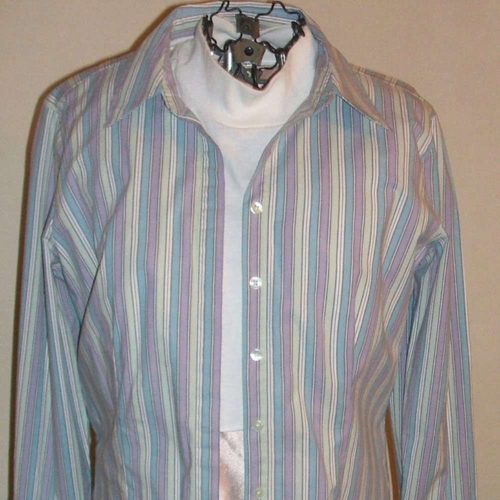 JG HOOK WOMENS LONG SLEEVED STRIPPED BLOUSE  SHIRT SZ 14P